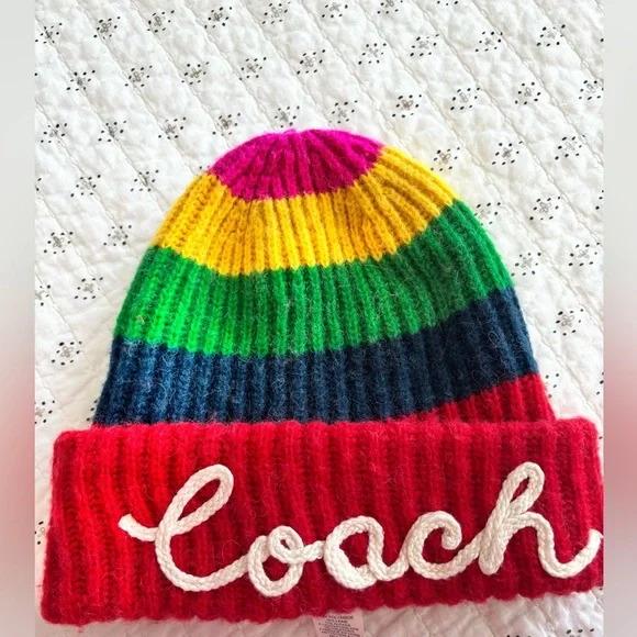 COACH Multi Stripes Beanie Hat - Picture 4 of 7